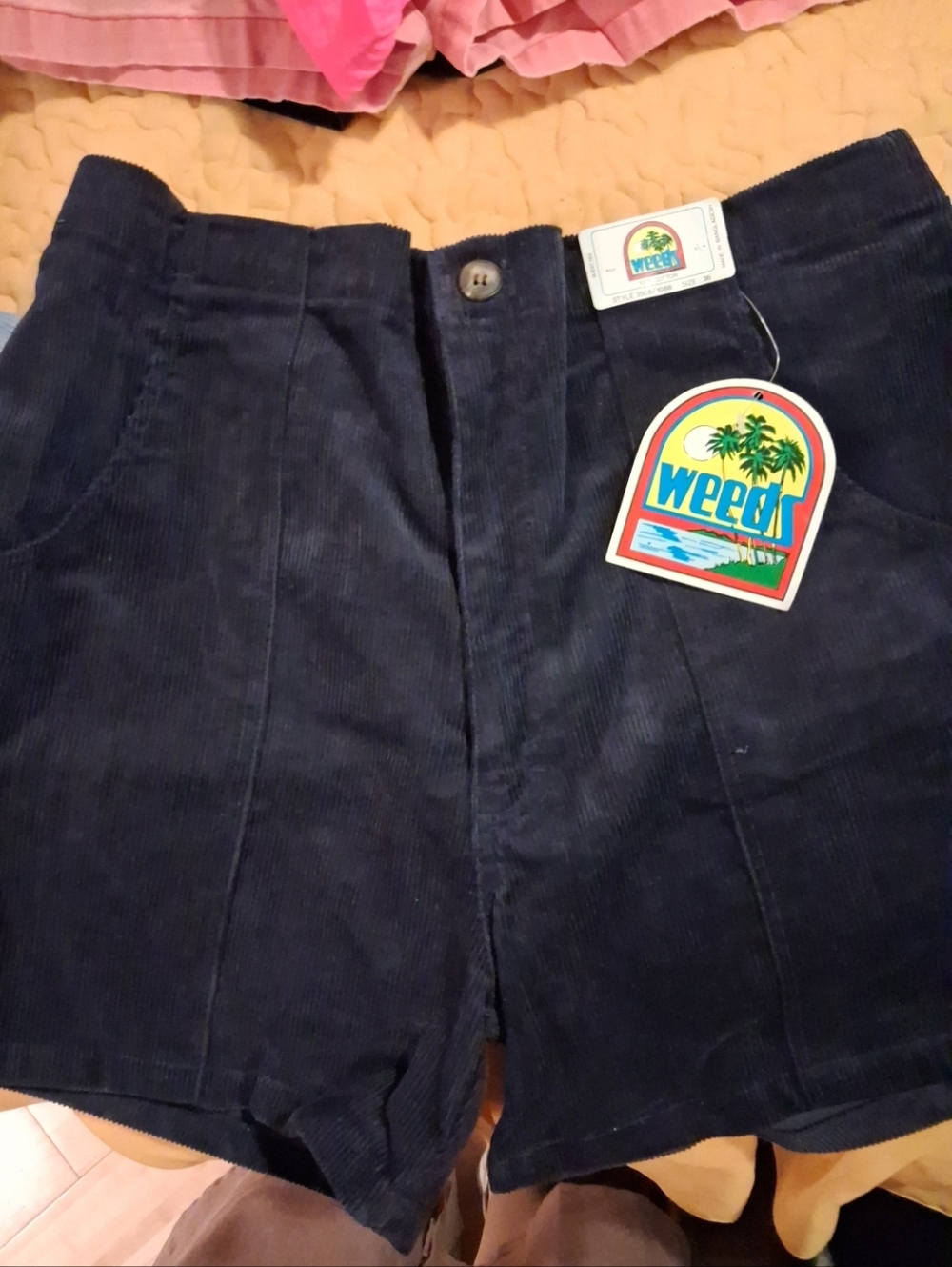 Vintage Weeds Navy Corduroy Pull-On Hybrid Shorts